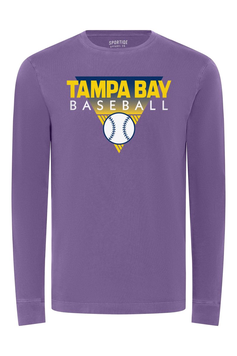 men s purple tampa bay baseball sportiqe long sleeve t shirt the bay republic or team store of the tampa bay rays and rowdies