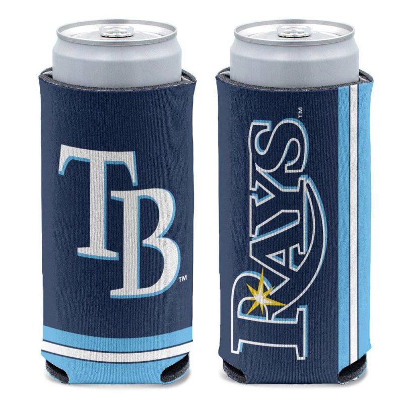 rays blue tb wordmark two sided slim can cooler the bay republic or team store of the tampa bay rays and rowdies