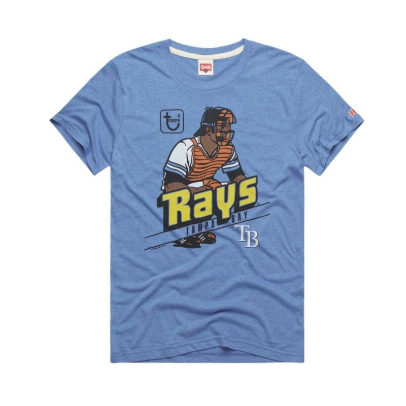 rays blue topps catcher homage t shirt the bay republic or team store of the tampa bay rays and rowdies