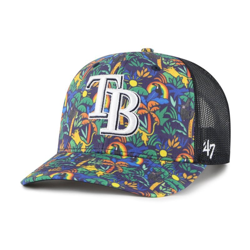 rays kids 47 brand black jungle tb trucker adjustable hat the bay republic or team store of the tampa bay rays and rowdies 1