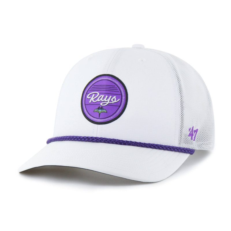 rays men s 47 brand white purple city connect fairway skyray trucker adjustable hat the bay republic or team store of the tampa bay rays and rowdies 1