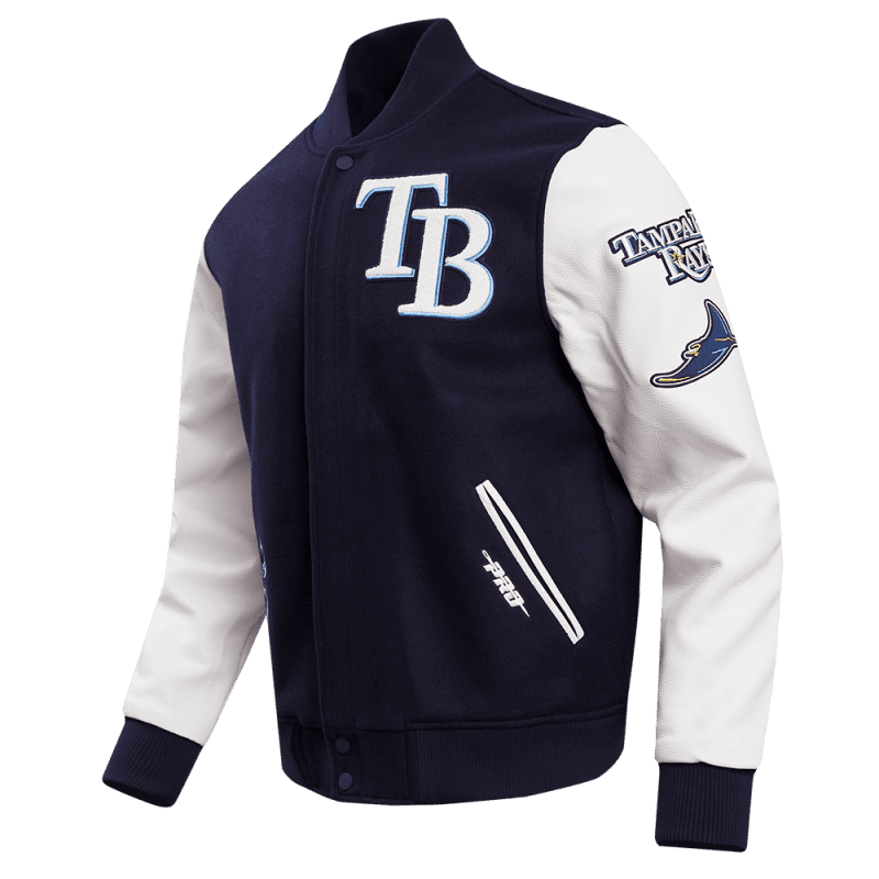 rays men s navy rfc promax wool varsity letterman jacket the bay republic or team store of the tampa bay rays and rowdies 1