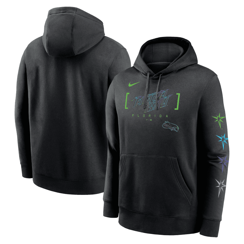 rays men s nike black city connect tampa bay florida burst sleeve fleece hoodie the bay republic or team store of the tampa bay rays and rowdies 1