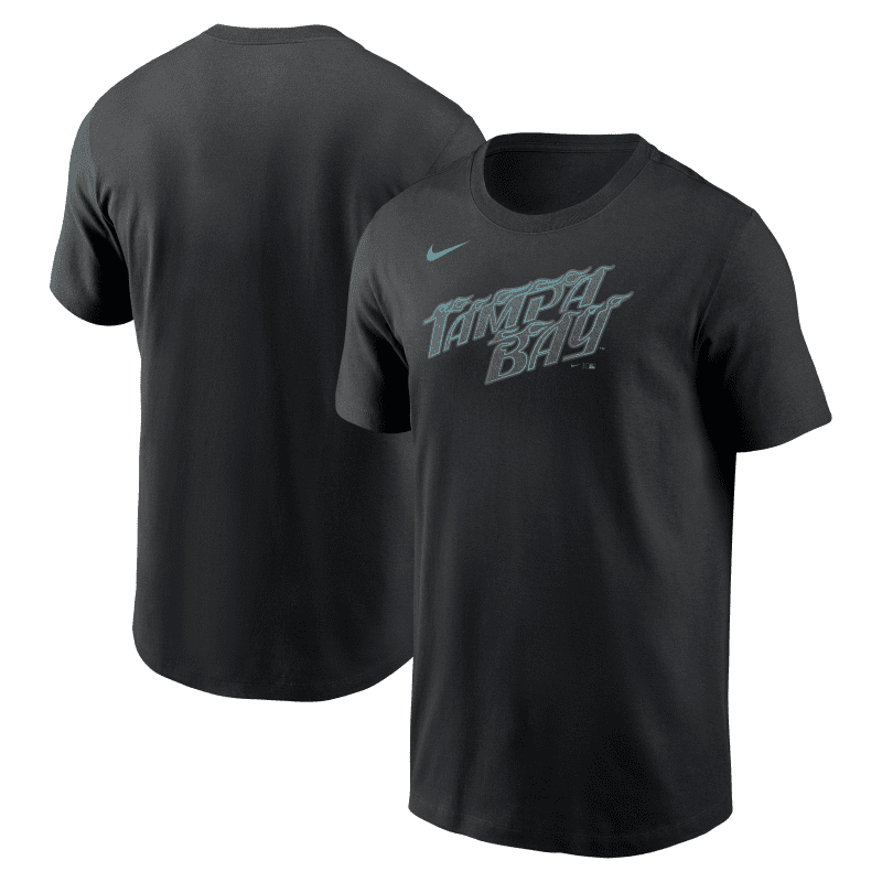 rays men s nike black city connect tampa bay wordmark t shirt the bay republic or team store of the tampa bay rays and rowdies 1