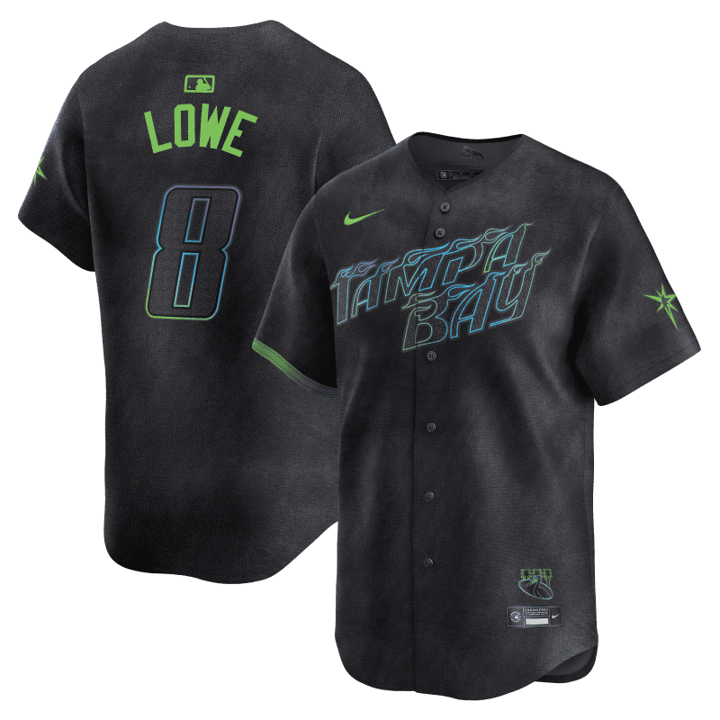 rays men s nike charcoal grey brandon lowe city connect limited replica jersey the bay republic or team store of the tampa bay rays and rowdies 1