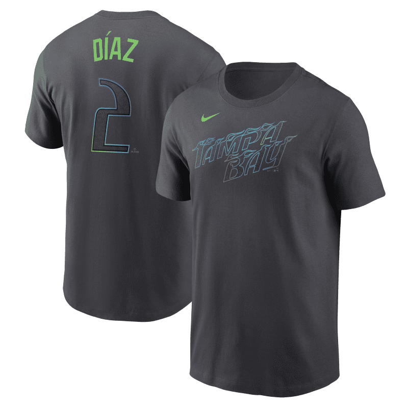 rays men s nike charcoal grey city connect yandy diaz player t shirt the bay republic or team store of the tampa bay rays and rowdies 1