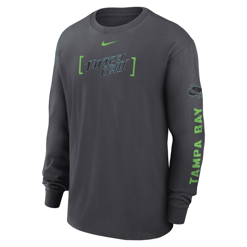 rays men s nike grey city connect tampa bay flames long sleeve t shirt the bay republic or team store of the tampa bay rays and rowdies 2