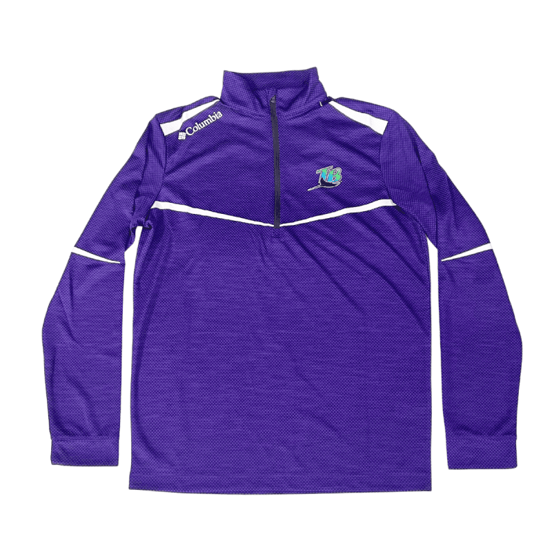 rays men s purple devil rays cooperstown columbia 14 zip pullover the bay republic or team store of the tampa bay rays and rowdies