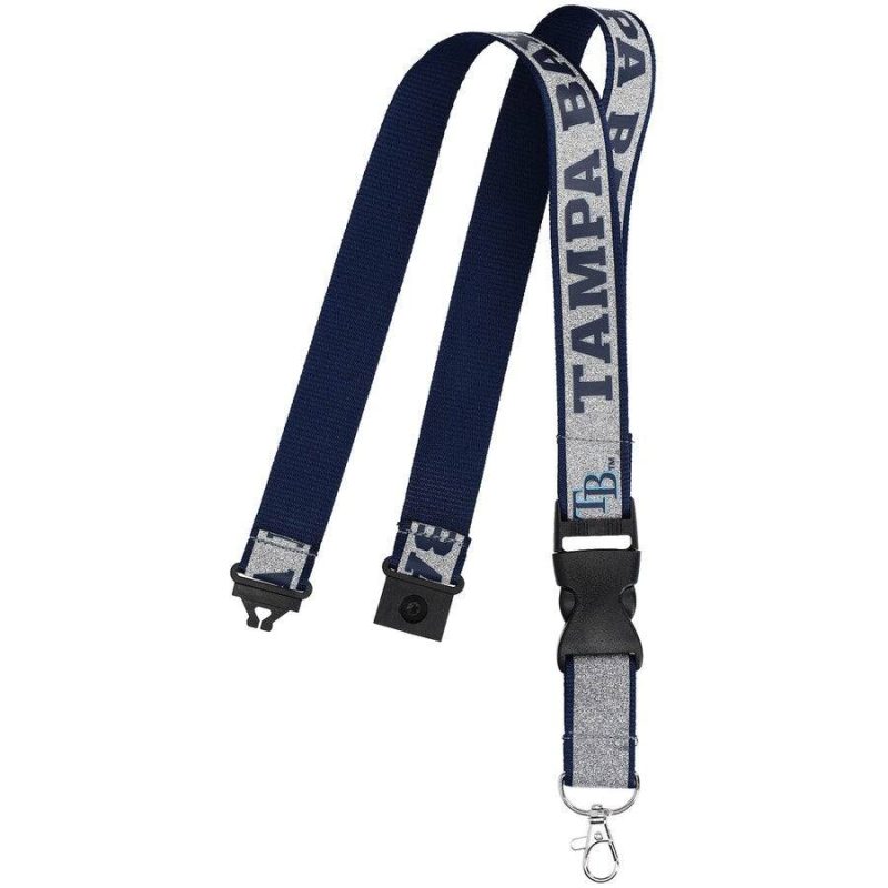 rays navy and silver glitter lanyard the bay republic or team store of the tampa bay rays and rowdies