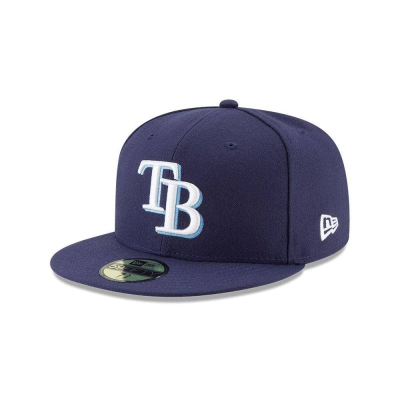 RAYS NAVY TB ON-FIELD NEW ERA 59FIFTY FITTED HAT - The Bay Republic | Team Store of the Tampa Bay Rays & Rowdies