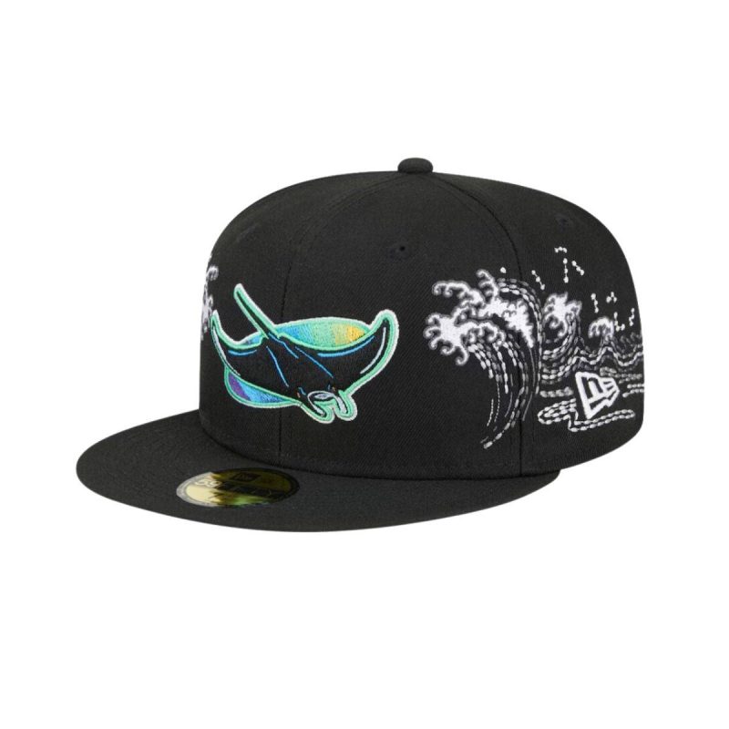 rays new era black alt tonal wave 59fifty fitted hat the bay republic or team store of the tampa bay rays and rowdies 1