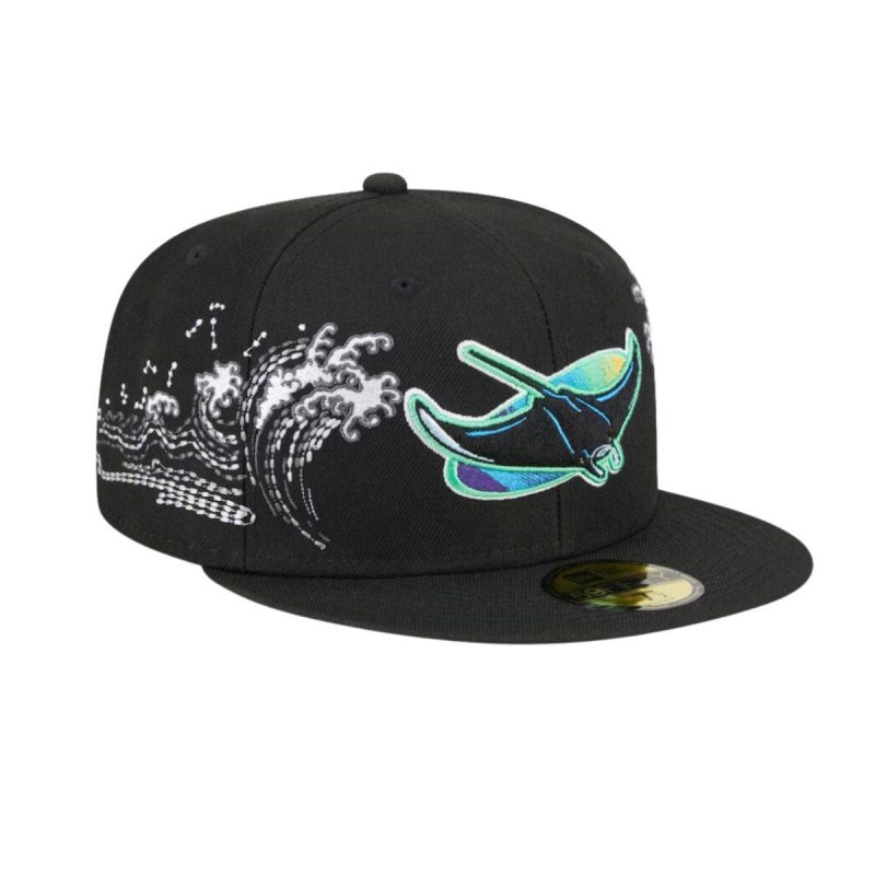 rays new era black alt tonal wave 59fifty fitted hat the bay republic or team store of the tampa bay rays and rowdies 3