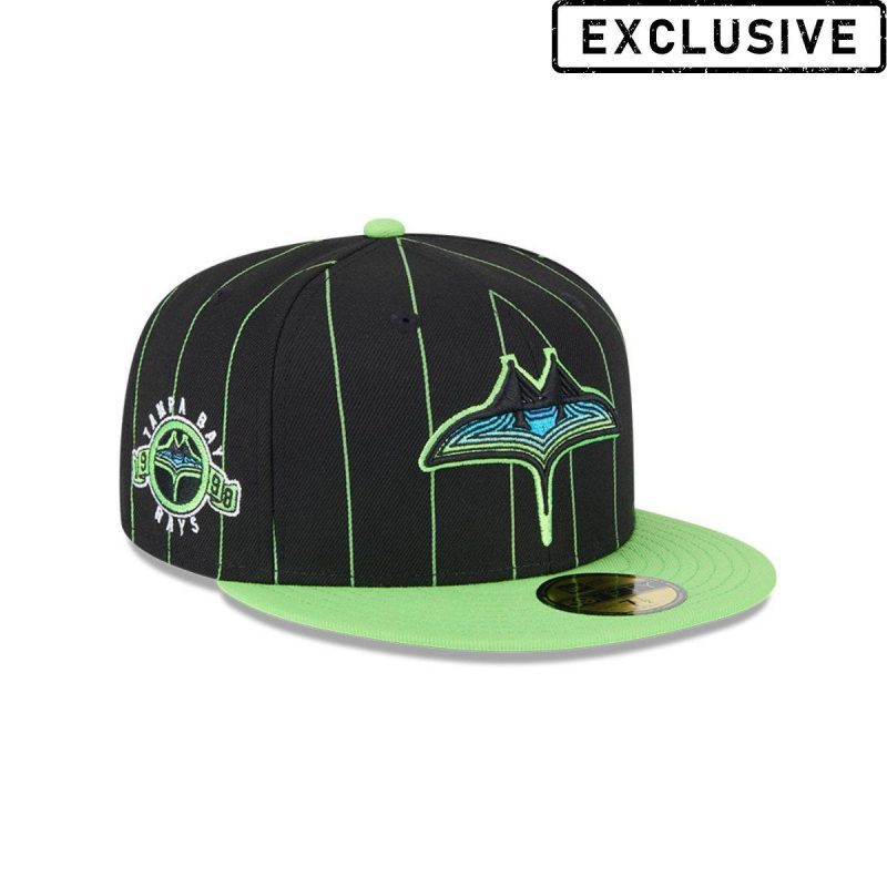 rays new era black and green pin stripes city connect skyray tampa bay 59fifty fitted hat the bay republic or team store of the tampa bay rays and rowdies 1