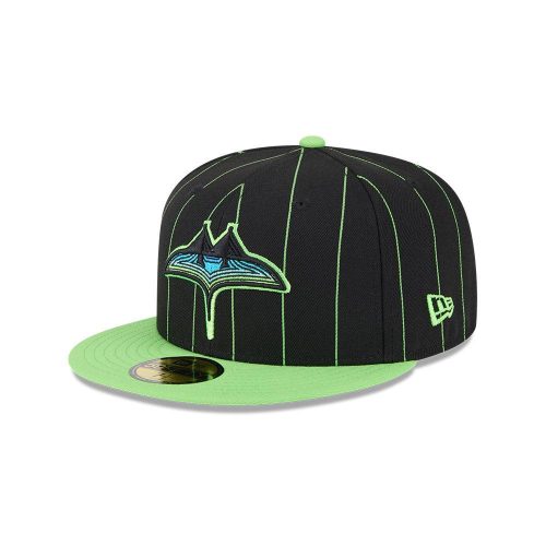 rays new era black and green pin stripes city connect skyray tampa bay 59fifty fitted hat the bay republic or team store of the tampa bay rays and rowdies 3