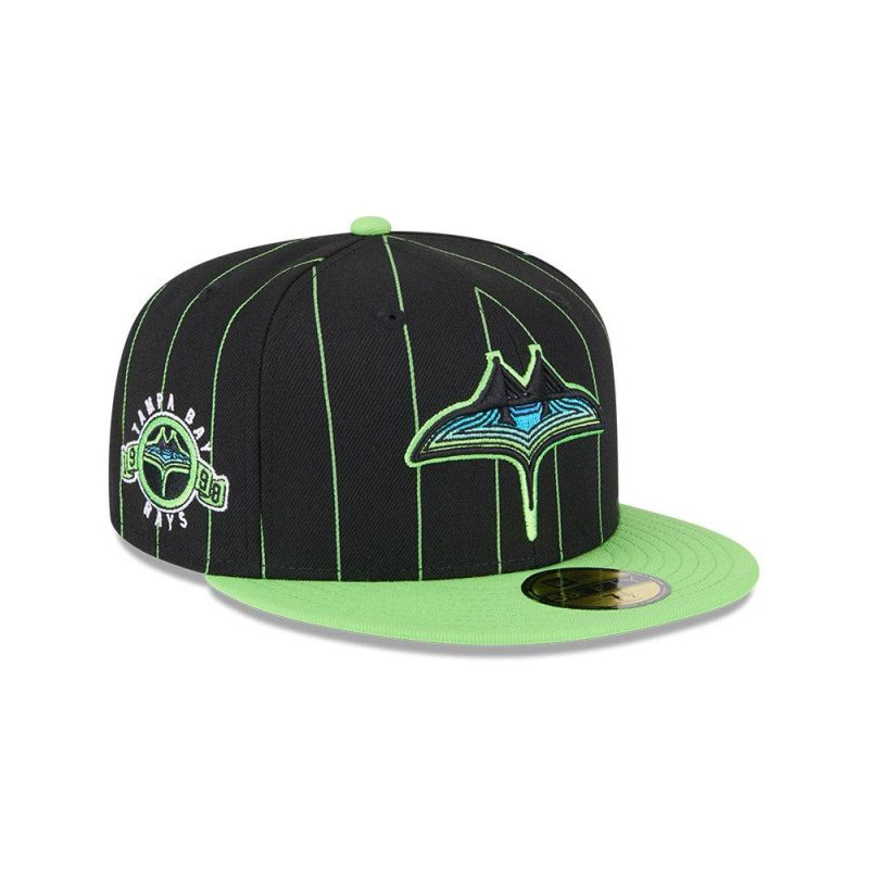 rays new era black and green pin stripes city connect skyray tampa bay 59fifty fitted hat the bay republic or team store of the tampa bay rays and rowdies 8