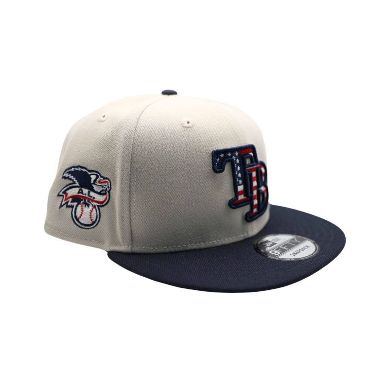 rays new era khaki navy 2024 july fourth 9fifty snapback hat the bay republic or team store of the tampa bay rays and rowdies