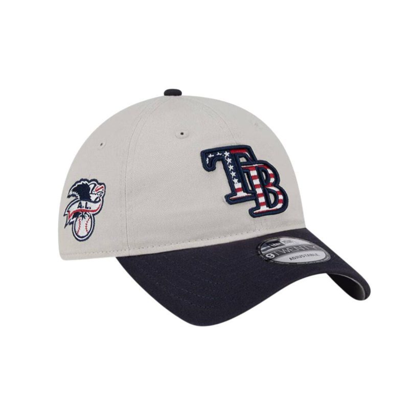 rays new era khaki navy tb 2024 july fourth 9twenty adjustable hat the bay republic or team store of the tampa bay rays and rowdies 1