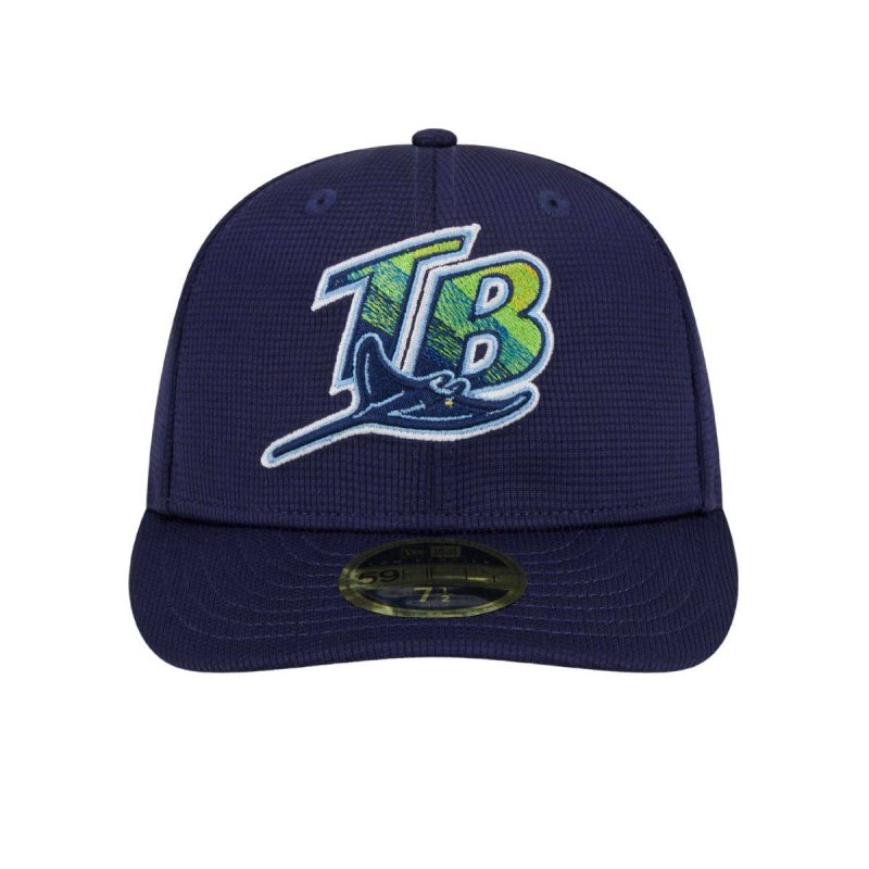 rays new era navy 2024 batting practice on field low profile 59fifty fitted hat the bay republic or team store of the tampa bay rays and rowdies 2