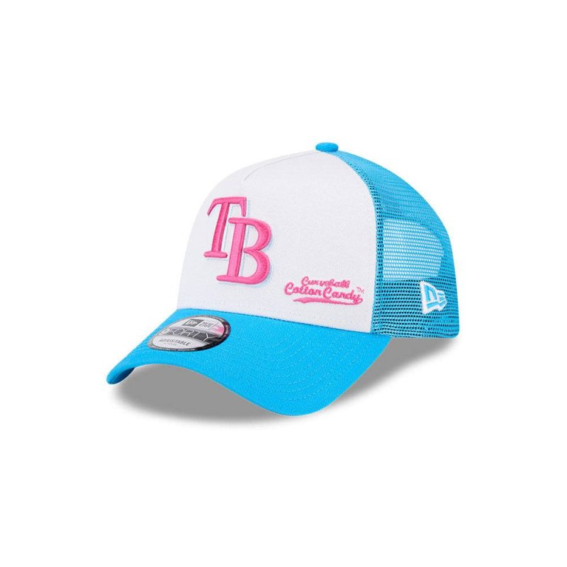 rays new era white blue big league chew cotton candy 9forty snapback trucker hat the bay republic or team store of the tampa bay rays and rowdies 1