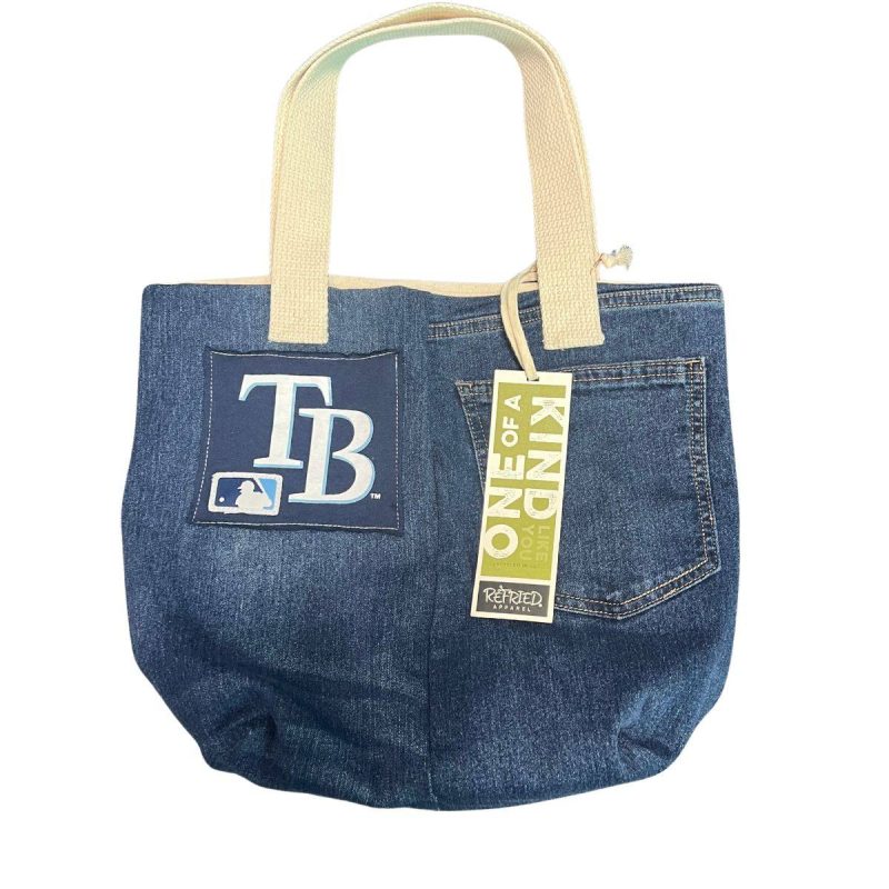 rays refried upcycled denim tote bag the bay republic or team store of the tampa bay rays and rowdies 1