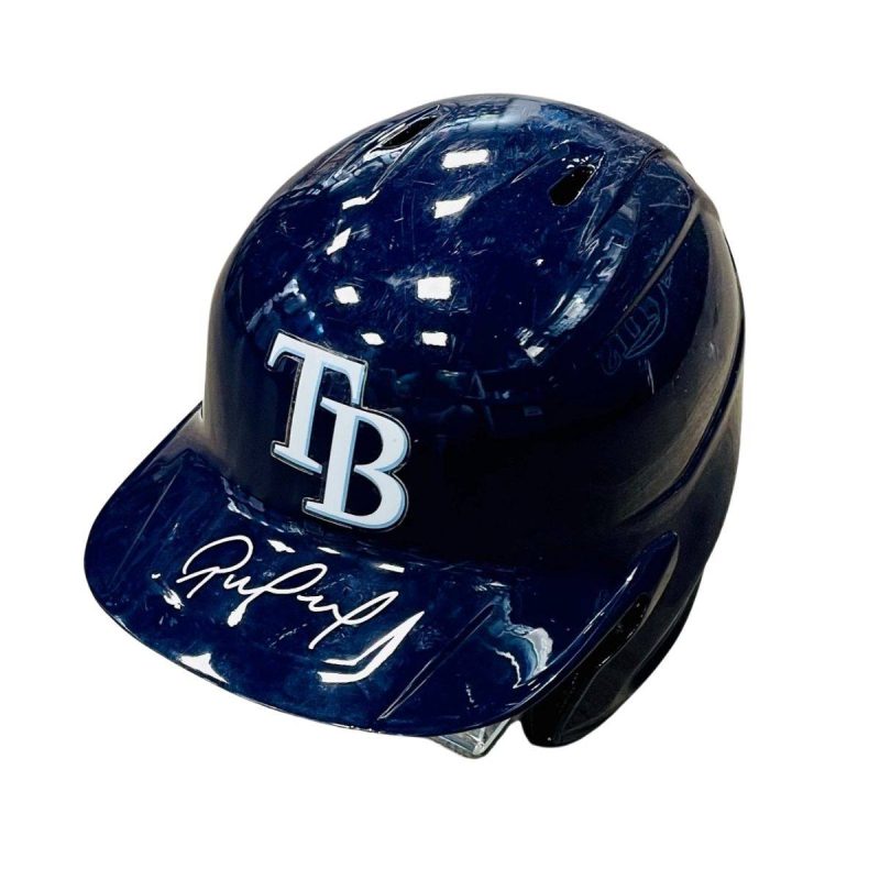 rays rene pinto game used autographed tb batting helmet the bay republic or team store of the tampa bay rays and rowdies 1