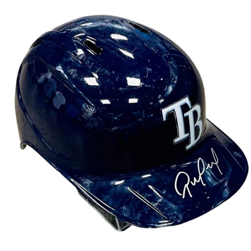 rays rene pinto game used autographed tb batting helmet the bay republic or team store of the tampa bay rays and rowdies 2