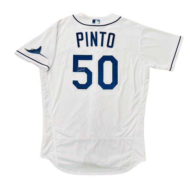 rays rene pinto team issued authentic autographed white rays jersey the bay republic or team store of the tampa bay rays and rowdies 1