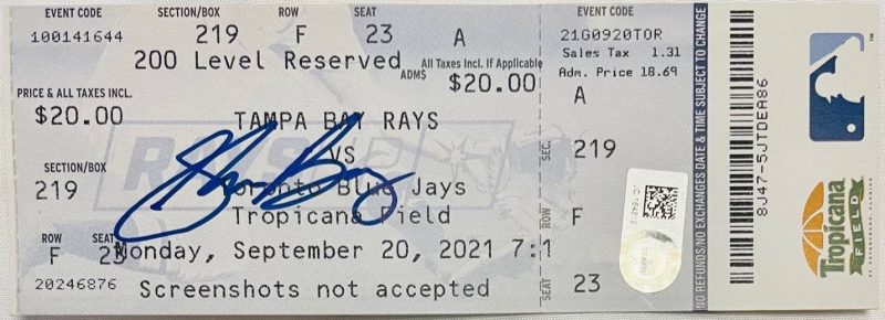 rays shane baz autographed mlb debut game ticket the bay republic or team store of the tampa bay rays and rowdies