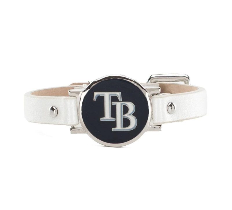 rays white and silver tb betsy leather rustic cuff bracelet the bay republic or team store of the tampa bay rays and rowdies