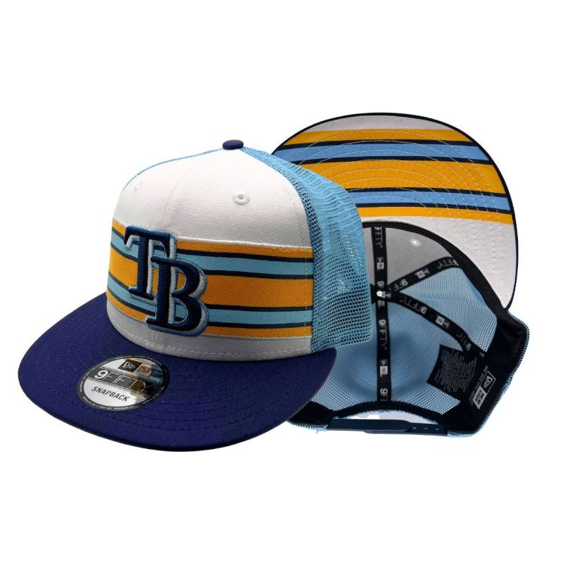 rays whiteblue tb stripes under visor 9fifty new era snapback hat the bay republic or team store of the tampa bay rays and rowdies 1