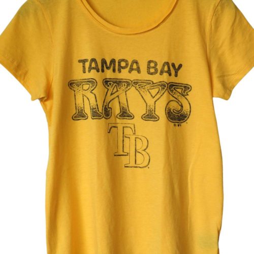 rays women s 47 brand yellow distressed tb t shirt the bay republic or team store of the tampa bay rays and rowdies 2