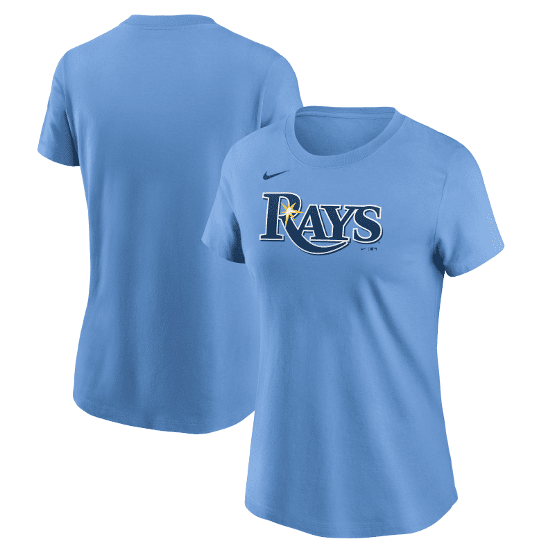 rays women s light blue wordmark nike t shirt the bay republic or team store of the tampa bay rays and rowdies 1