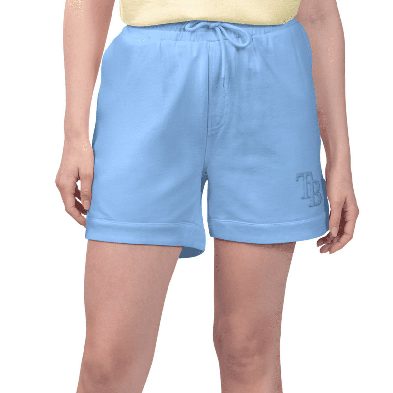 rays women s margaritaville blue embroidered shorts the bay republic or team store of the tampa bay rays and rowdies 1