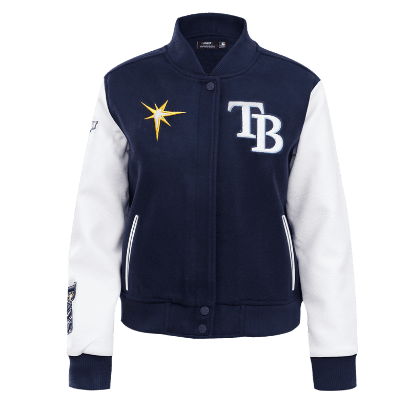 rays women s navy rfc promax varsity letterman jacket the bay republic or team store of the tampa bay rays and rowdies 1