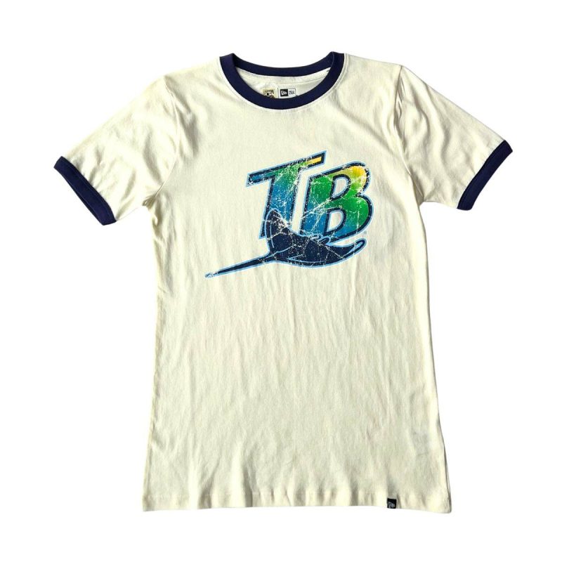 rays women s new era cream coop ringer t shirt the bay republic or team store of the tampa bay rays and rowdies 1