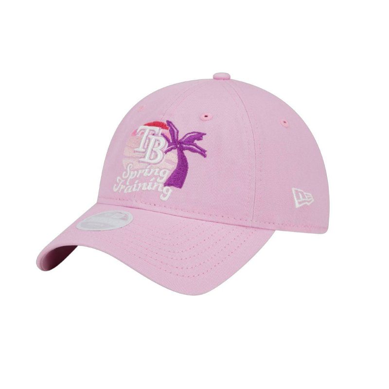 rays women s new era pink 2024 spring training palm tree 9twenty adjustable hat the bay republic or team store of the tampa bay rays and rowdies 1