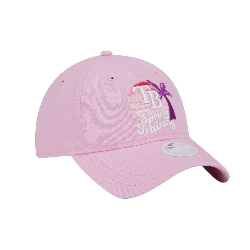 rays women s new era pink 2024 spring training palm tree 9twenty adjustable hat the bay republic or team store of the tampa bay rays and rowdies 3