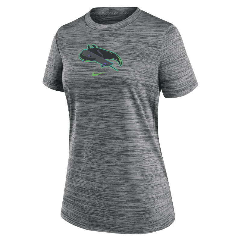 rays women s nike charcoal grey city connect skateboard velocity dri fit t shirt the bay republic or team store of the tampa bay rays and rowdies 1