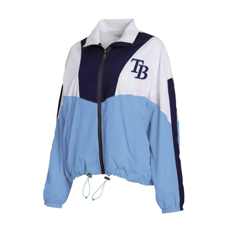 rays women s wear by erin andrews blue colorblock full zip windbreaker jacket the bay republic or team store of the tampa bay rays and rowdies 2