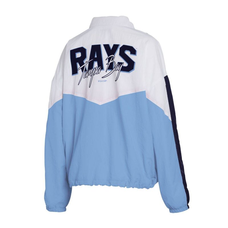 rays women s wear by erin andrews blue colorblock full zip windbreaker jacket the bay republic or team store of the tampa bay rays and rowdies 3