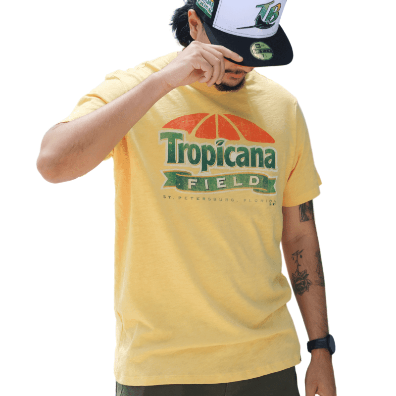 rays yellow tropicana field 47 brand short sleeve t shirt the bay republic or team store of the tampa bay rays and rowdies