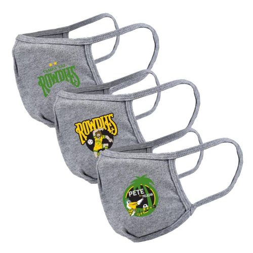 rowdies 3 pack grey face coverings the bay republic or team store of the tampa bay rays and rowdies 1 26919733559459