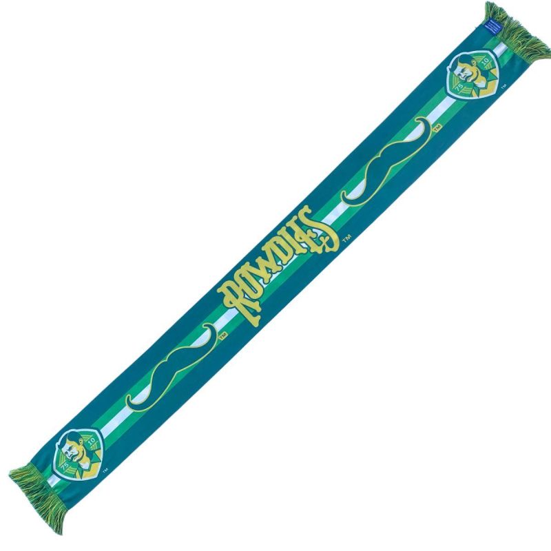 rowdies green and yellow dual sided tampa bay mustache crest scarf the bay republic or team store of the tampa bay rays and rowdies 3