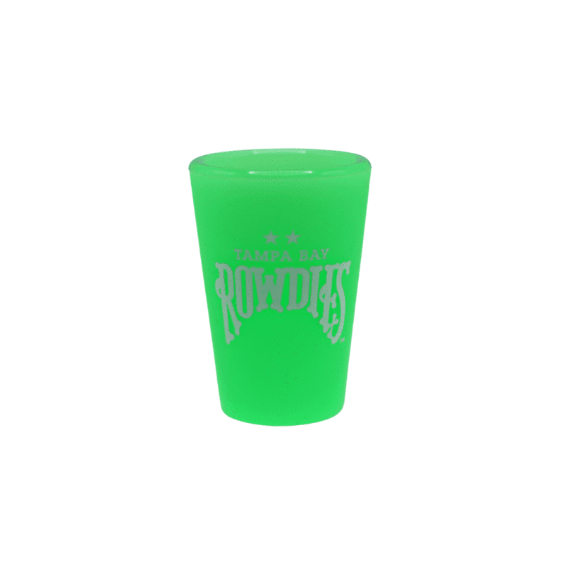 rowdies green glow in the dark silipint shot glass the bay republic or team store of the tampa bay rays and rowdies