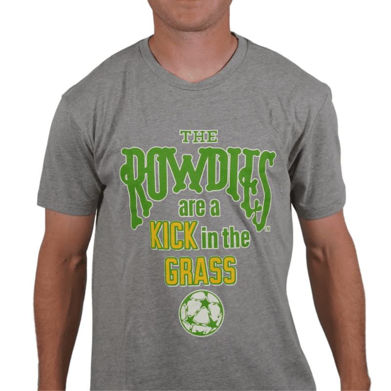 rowdies kick in the grass t shirt grey model