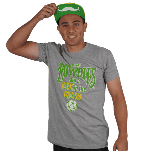 rowdies kick in the grass t shirt grey model2