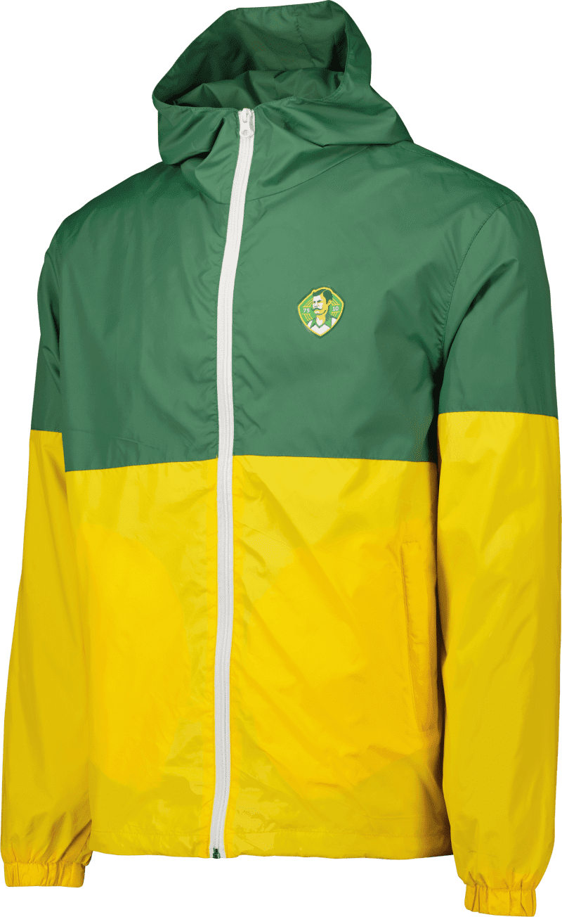 rowdies men s green and yellow colorblock sport design sweden full zip jacket the bay republic or team store of the tampa bay rays and rowdies 1