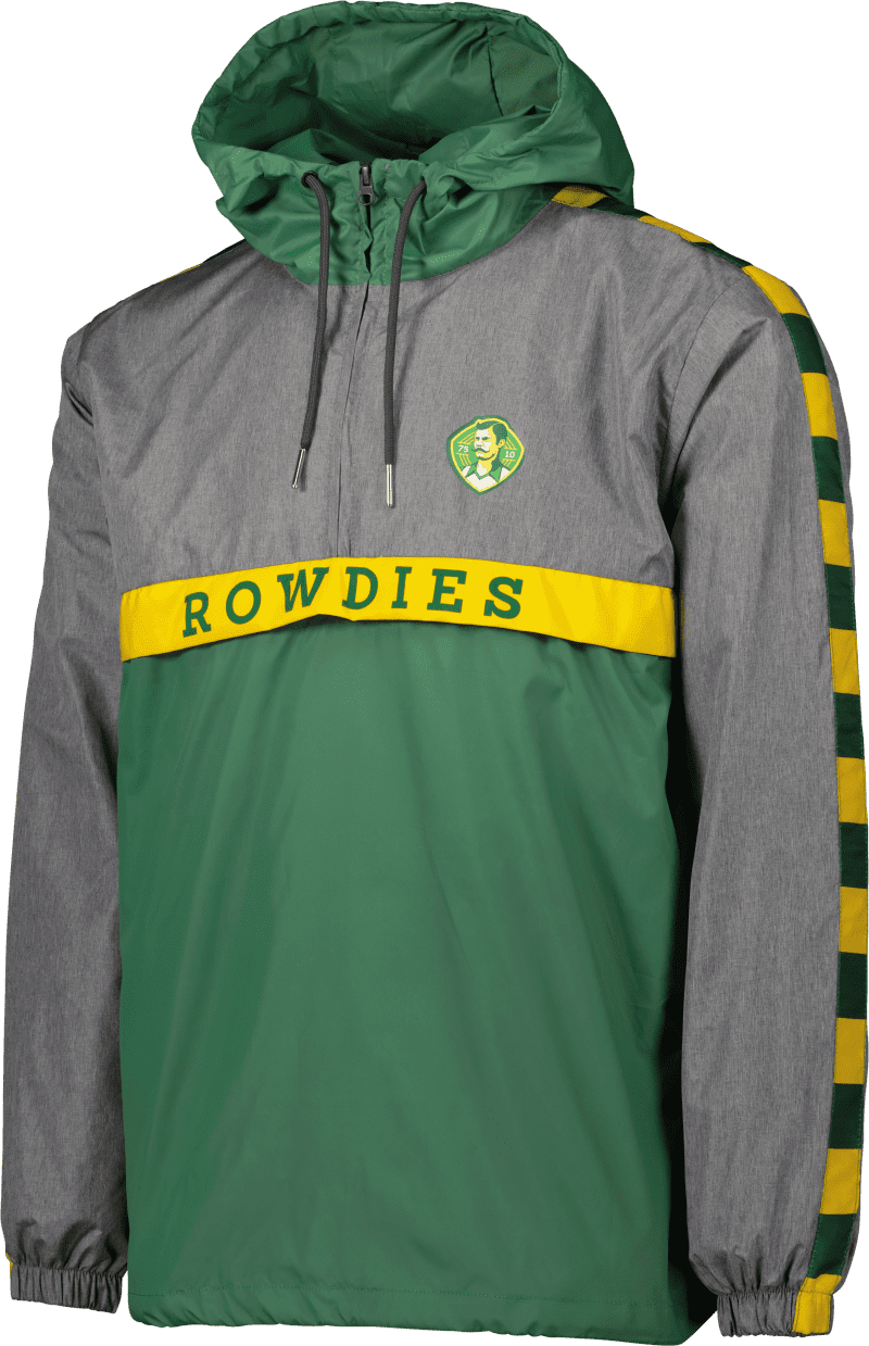 rowdies men s grey and green sport design sweden half zip pullover jacket the bay republic or team store of the tampa bay rays and rowdies 1