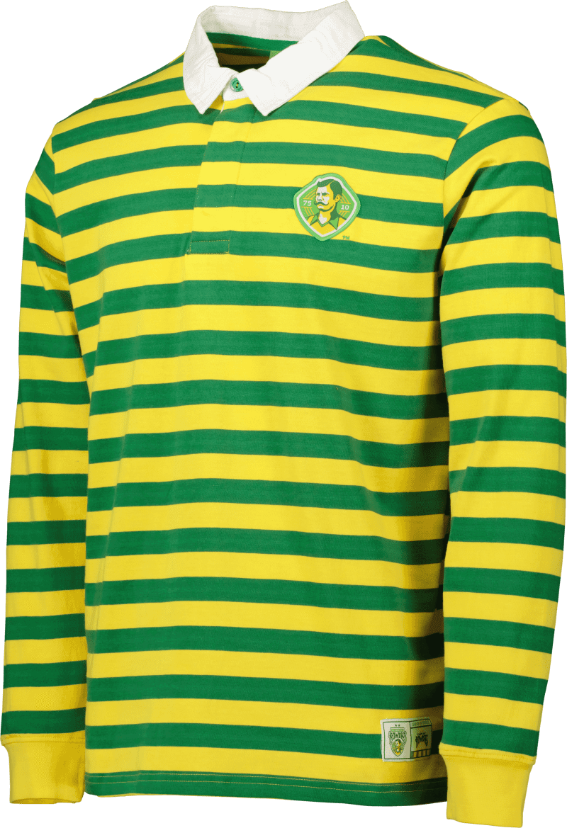 rowdies men s yellow and green striped crest long sleeve polo the bay republic or team store of the tampa bay rays and rowdies 1