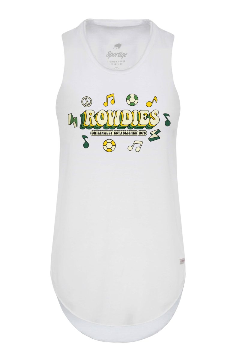 rowdies women s white retro 70 s sportiqe sleeveless shirt the bay republic or team store of the tampa bay rays and rowdies